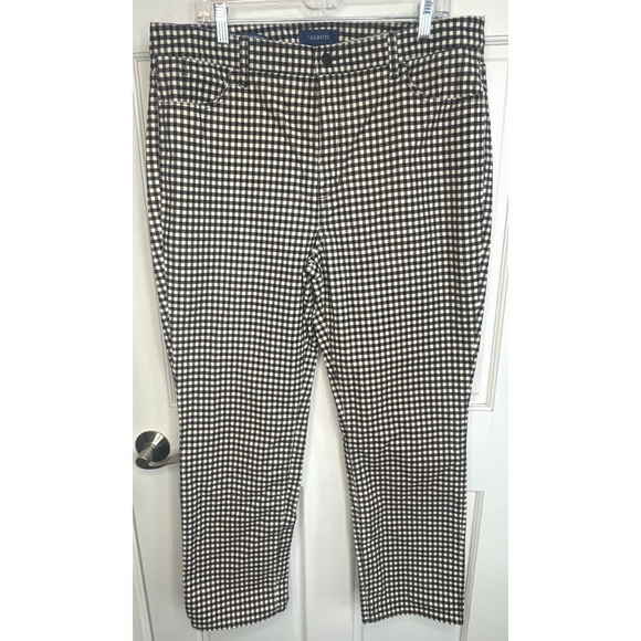 Talbots Pants - Talbots Women's High-Waist Straight-Leg Corduroy Pants Sz 16P Blk & Cream Plaid